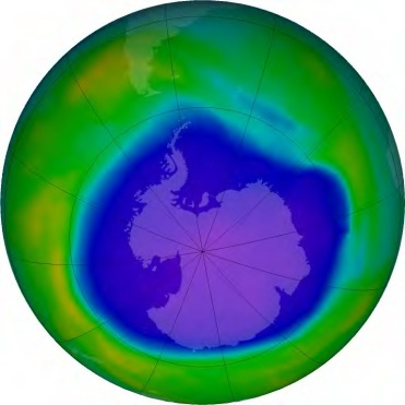 Octobre 2015 : Trou dans la couche d'ozone en été austral